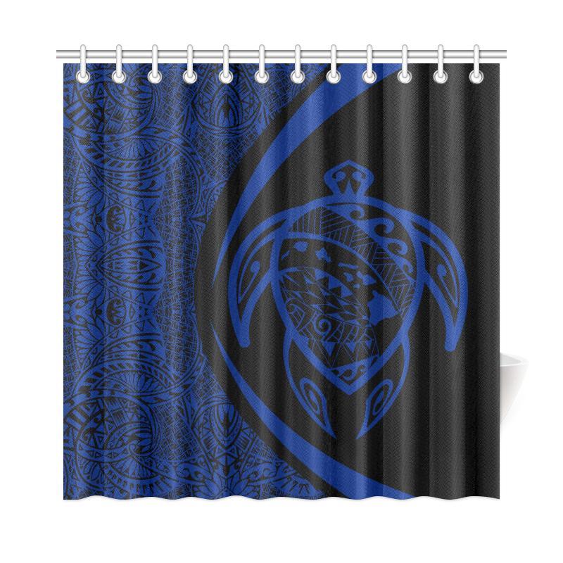 Hawaii Turtle Map Polynesian Shower Curtain - Blue - Circle Style 177 x 172 (cm) Blue - Polynesian Pride