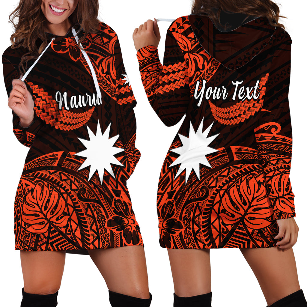 (Custom Personalised) Nauru Polynesian Hibiscus Naoero Red Hoodie Dress LT14 Red - Polynesian Pride