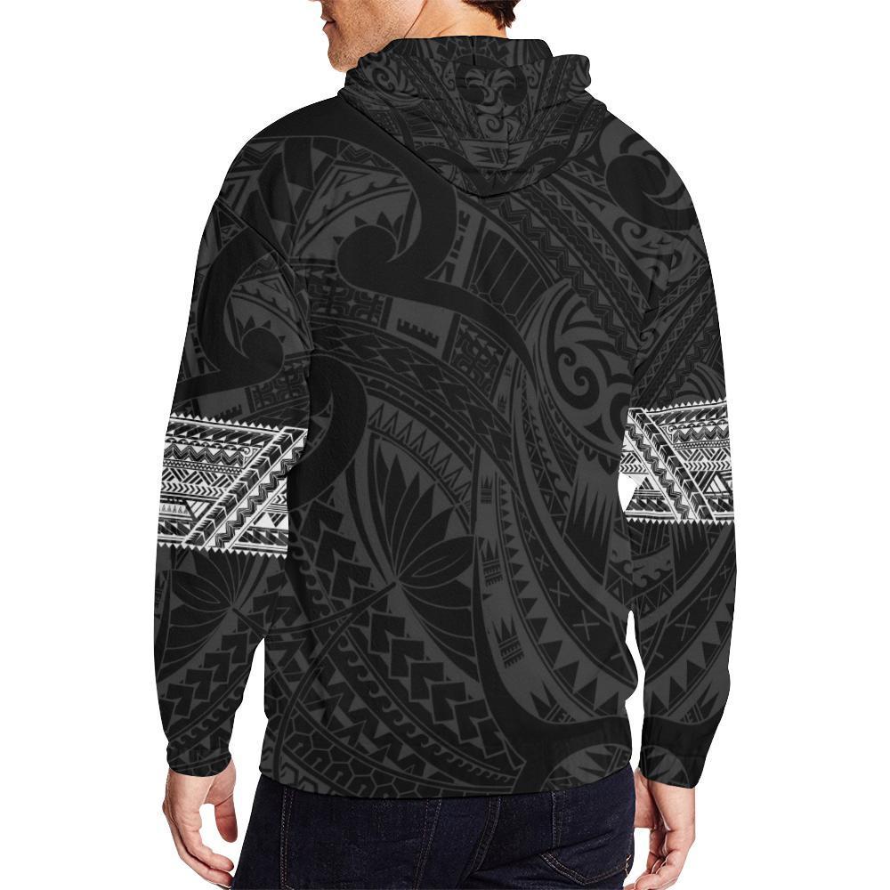Aotearoa Maori Tattoo All Over Zip Hoodie White - Polynesian Pride