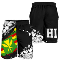 Polynesian Kanaka Flag Men's Shorts - Nora Style - White Black - Polynesian Pride