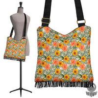 Hawaii Tropical Flowers Hibiscus Pink Yellow Crossbody Boho Handbag Crossbody Boho Handbag One Size Yellow - Polynesian Pride