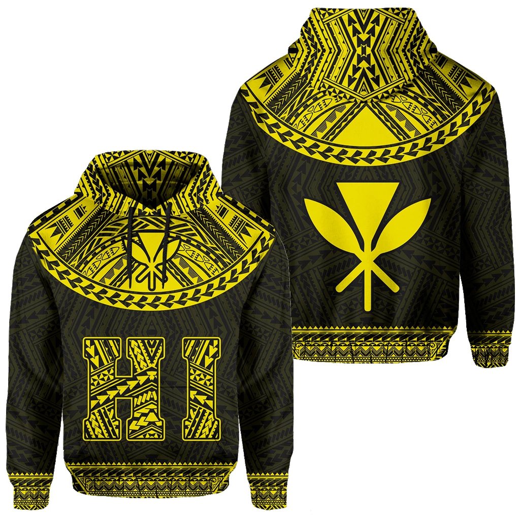 Hawaii Kanaka Polynesian Hoodie Divinity Yellow Unisex Yellow - Polynesian Pride