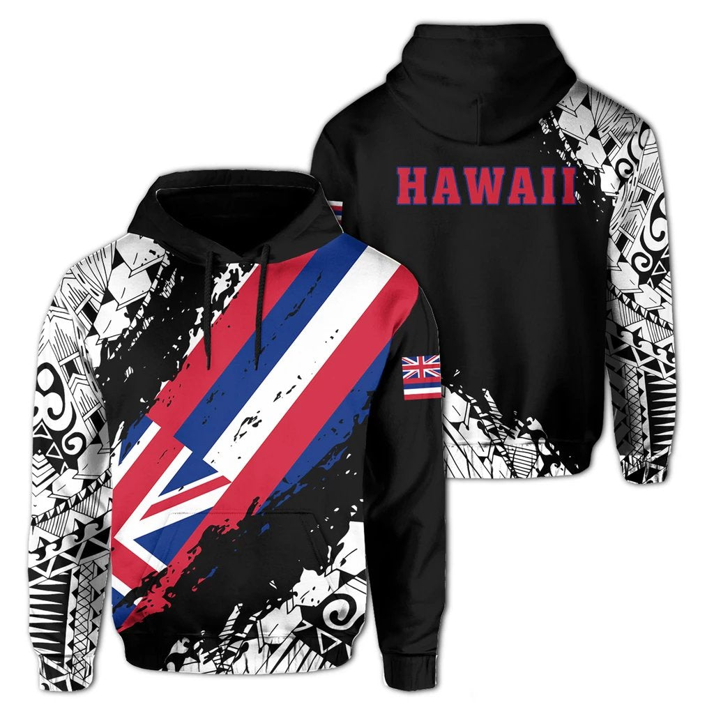 Hawaii Flag Polynesian Hoodie Nora Style Unisex White - Polynesian Pride