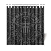 Hawaiian Kakau Honu Arc Gray Polynesian Shower Curtain - Polynesian Pride