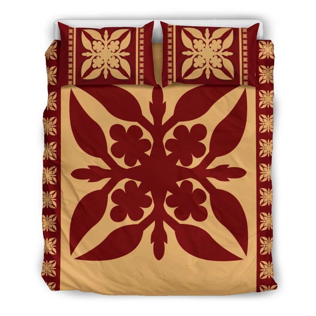 Hawaiian Quilt Pattern Palm Tree Proudly Bedding Set Black - Polynesian Pride