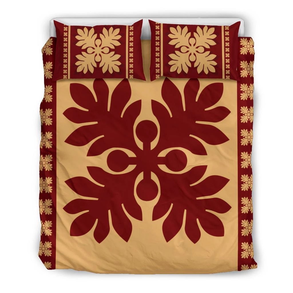 Hawaiian Quilt Pattern Palm Tree Sweat Bedding Set Black - Polynesian Pride