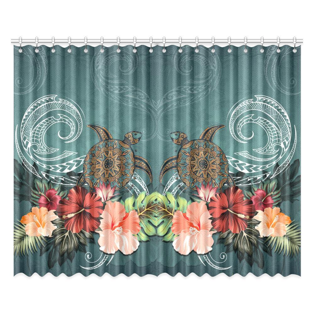 Window Curtain( Two Piece) Hibiscus Polynesian 1 One Size 52"x84"(Two Pieces) - Polynesian Pride