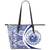 Hawaii Coat Of Arms Polynesian Large Leather Tote - Circle Style - Blue And White Blue - Polynesian Pride