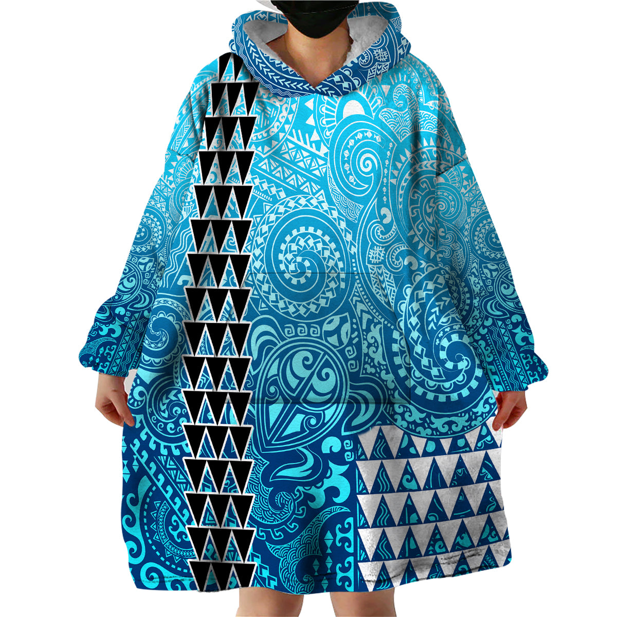 (Custom Personalised) Hawaii Tribal Kakau Wearable Blanket Hoodie LT9 - Polynesian Pride