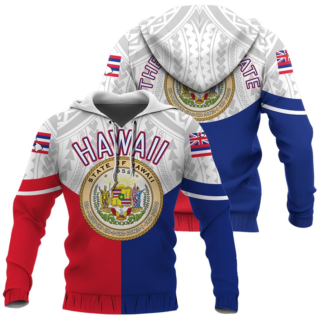 Hawaii Polynesian Hoodie Semicircle Style Unisex White - Polynesian Pride