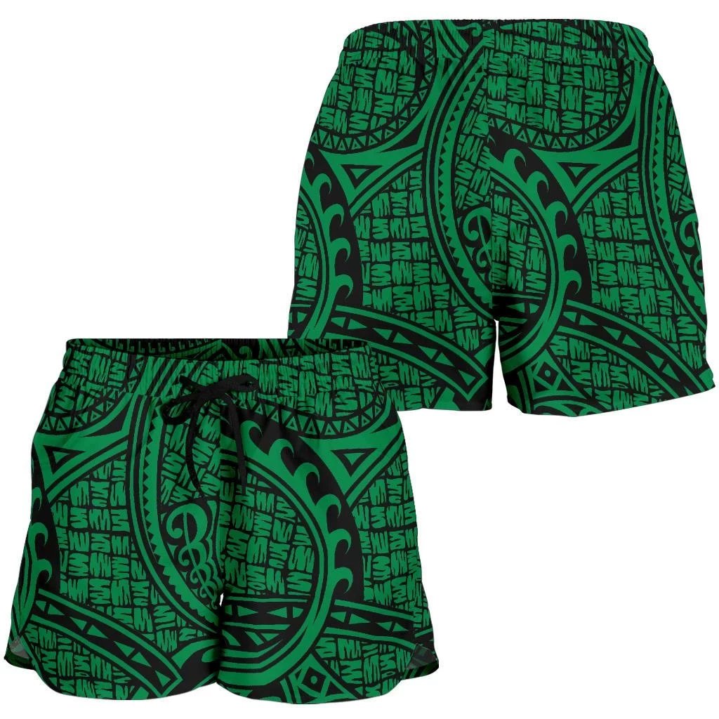 Polynesian Maori Lauhala Green Women's Short Women Green - Polynesian Pride