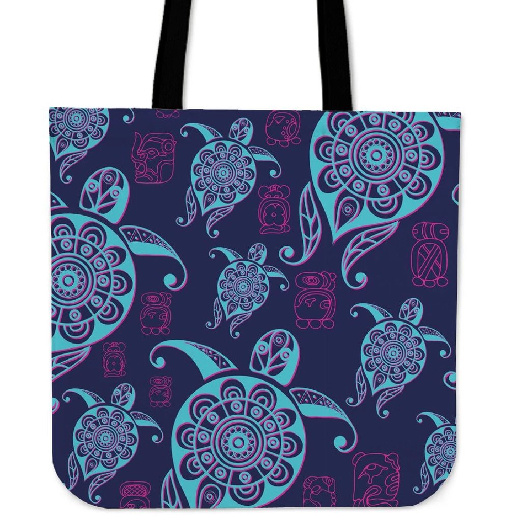 Turtle Neon Tote Bag Tote Bag One Size Black - Polynesian Pride