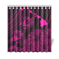 Hawaii Sea Turtle Is Swimming Toward Shower Curtain Pink - Polynesian Pride