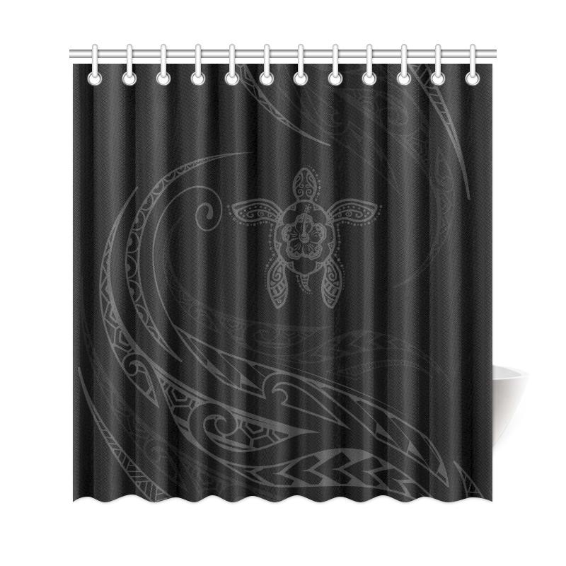 Hawaii Turtle Hibiscus Shower Curtain - Grey - Frida Style - Polynesian Pride