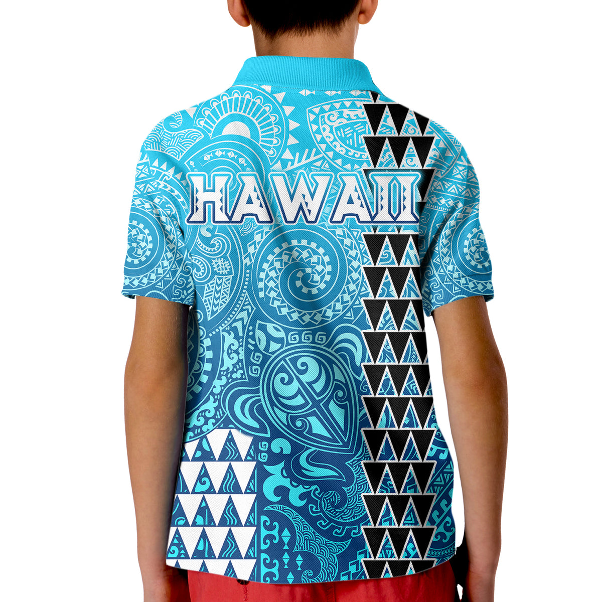 Hawaii Tribal Kakau Kid Polo Shirt LT9 - Polynesian Pride