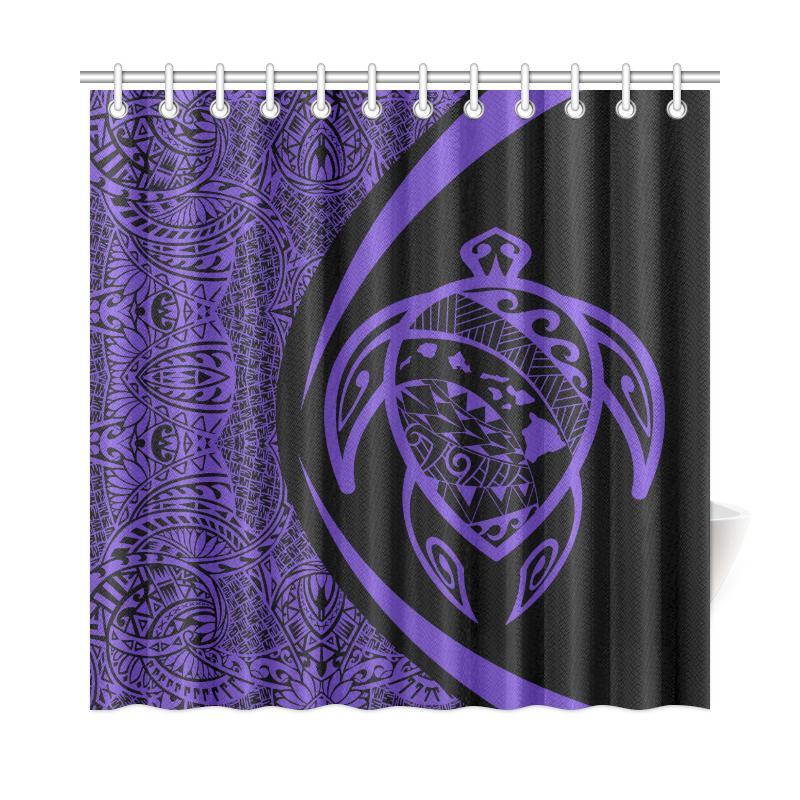 Hawaii Turtle Map Polynesian Shower Curtain - Purple - Circle Style 177 x 172 (cm) Purple - Polynesian Pride