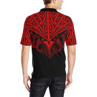 Maori Tattoo Polo Shirt Hei Matau Abalone Red - Polynesian Pride