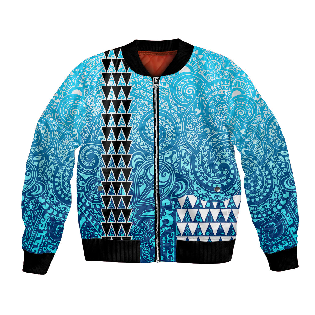 Hawaii Tribal Kakau Bomber Jacket LT9 Unisex Blue - Polynesian Pride