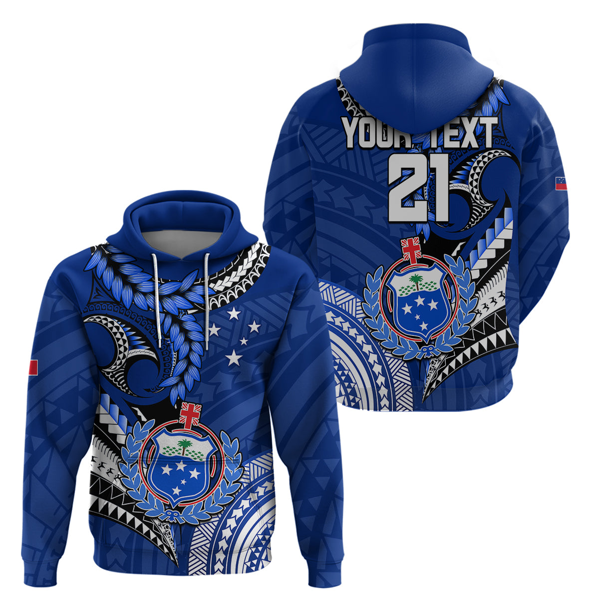 (Custom Text and Number) Manu Samoa Rugby 7s Hoodie LT9 Pullover Hoodie Blue - Polynesian Pride