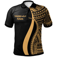 (Kekoa) TOWBIN KN Polo Shirt Gold Polynesian Tentacle Tribal Pattern RLT14 Unisex Gold - Polynesian Pride