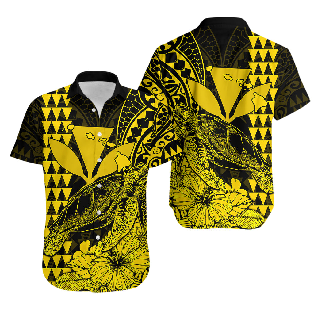 Kakau Polynesian Tribal Hawaiian Turtle with Kanaka Maoli Yellow Hawaiian Shirt LT9 Yellow - Polynesian Pride