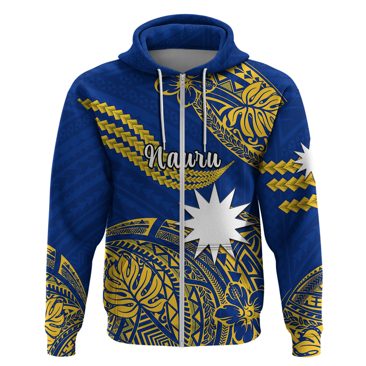 Custom Nauru Polynesian Hoodie Hibiscus Naoero Flag Color LT14 - Polynesian Pride
