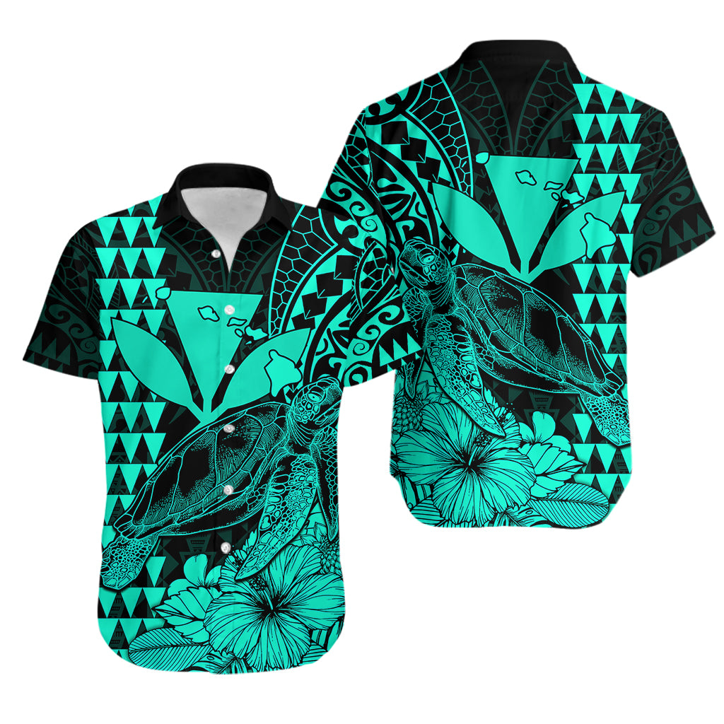 Kakau Polynesian Tribal Hawaiian Turtle with Kanaka Maoli Turquoise Hawaiian Shirt LT9 Turquoise - Polynesian Pride