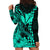 Kakau Polynesian Tribal Hawaiian Turtle with Kanaka Maoli Turquoise Hoodie Dress LT9 - Polynesian Pride