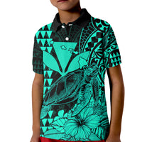 Kakau Polynesian Tribal Hawaiian Turtle with Kanaka Maoli Turquoise Kid Polo Shirt LT9 Kid Turquoise - Polynesian Pride