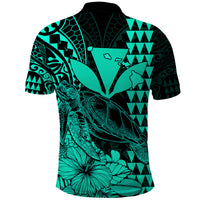 Kakau Polynesian Tribal Hawaiian Turtle with Kanaka Maoli Turquoise Polo Shirt LT9 - Polynesian Pride