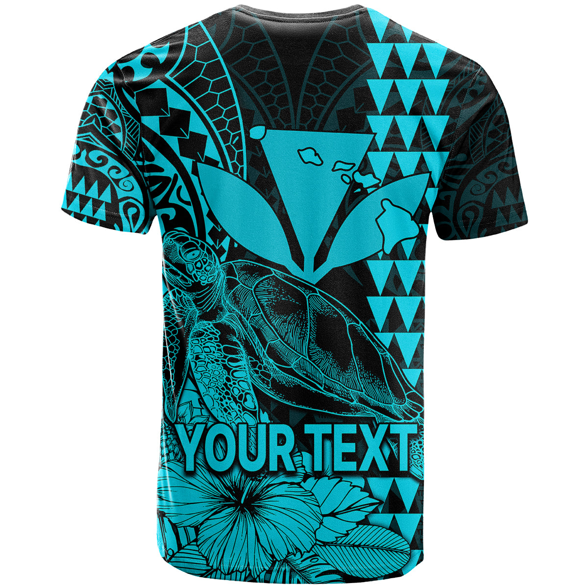 Custom Kakau Polynesian Tribal Hawaiian Turtle with Kanaka Maoli Teal T Shirt LT9 - Polynesian Pride