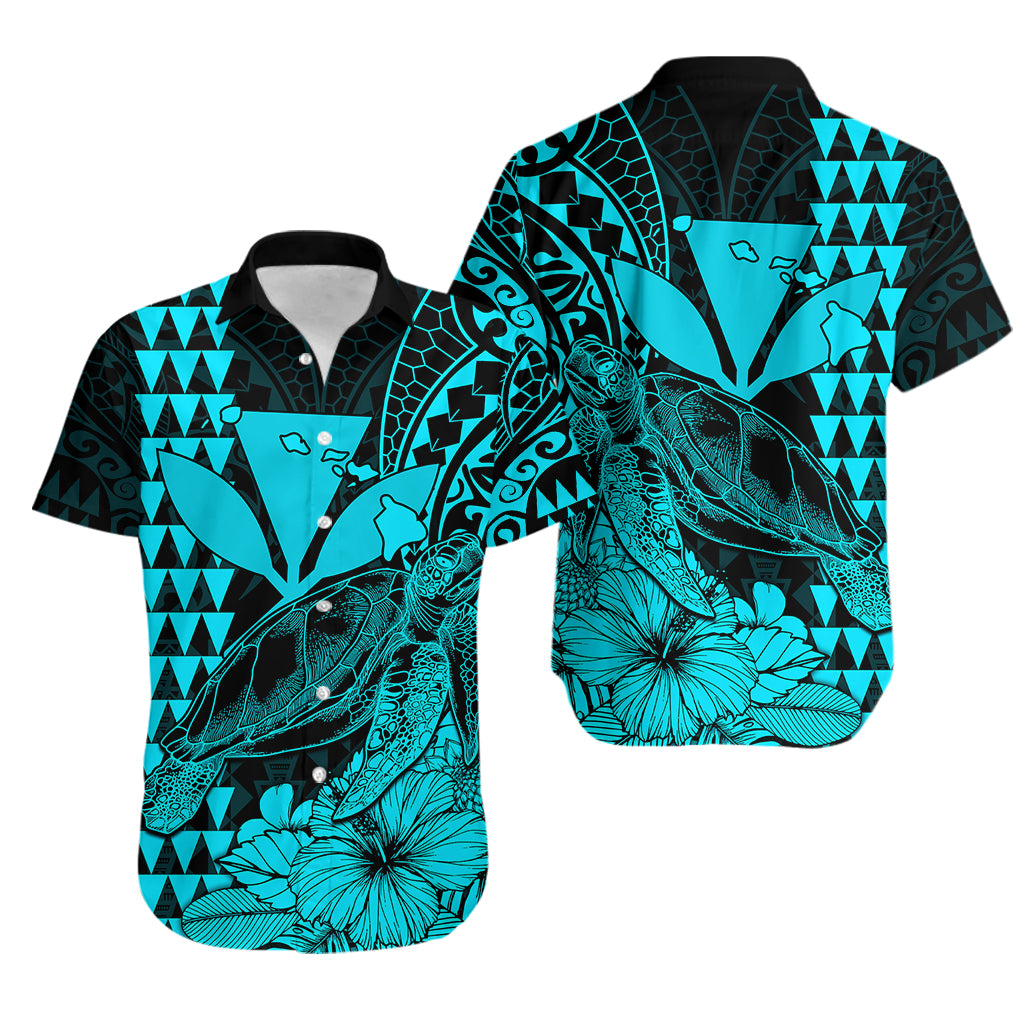 Kakau Polynesian Tribal Hawaiian Turtle with Kanaka Maoli Teal Hawaiian Shirt LT9 Teal - Polynesian Pride