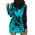 Kakau Polynesian Tribal Hawaiian Turtle with Kanaka Maoli Teal Hoodie Dress LT9 - Polynesian Pride