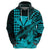 Kakau Polynesian Tribal Hawaiian Turtle with Kanaka Maoli Teal Hoodie LT9 - Polynesian Pride