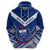 (Custom Text and Number) Samoan Rugby Manu Samoa 7s Polynesian Pattern Hoodie LT14 Zip Hoodie Blue - Polynesian Pride