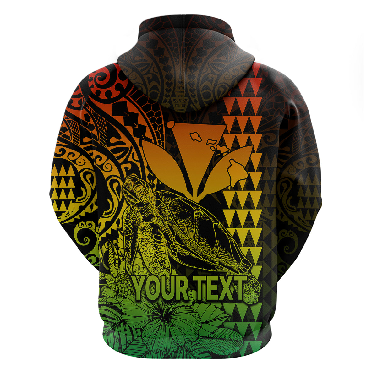 Custom Kakau Polynesian Tribal Hawaiian Turtle with Kanaka Maoli Reggae Hoodie LT9 - Polynesian Pride