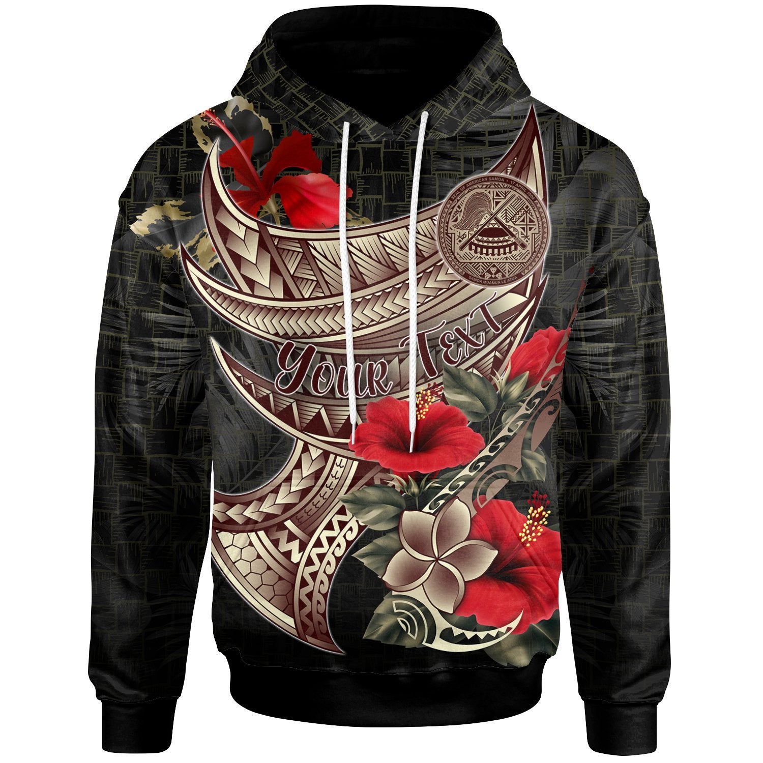 American Samoa Custom Hoodie Polynesian Tribal Vintage Style Unisex Black - Polynesian Pride