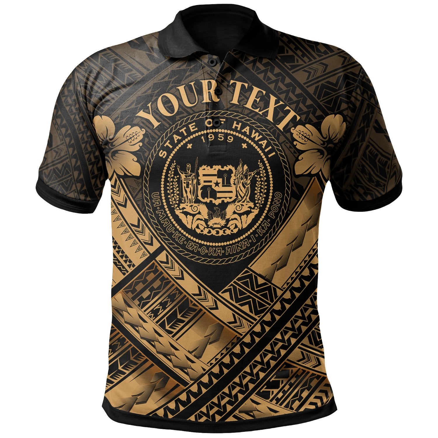 Hawaii Custom Polo Shirt Gold Seal Polynesian Patterns Unisex Gold - Polynesian Pride