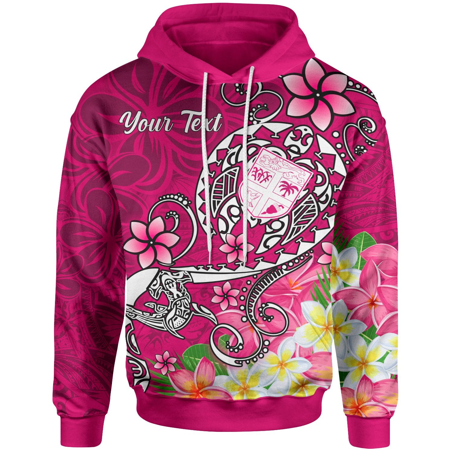 Fiji Custom Hoodie Turtle Plumeria (Pink) Unisex Pink - Polynesian Pride