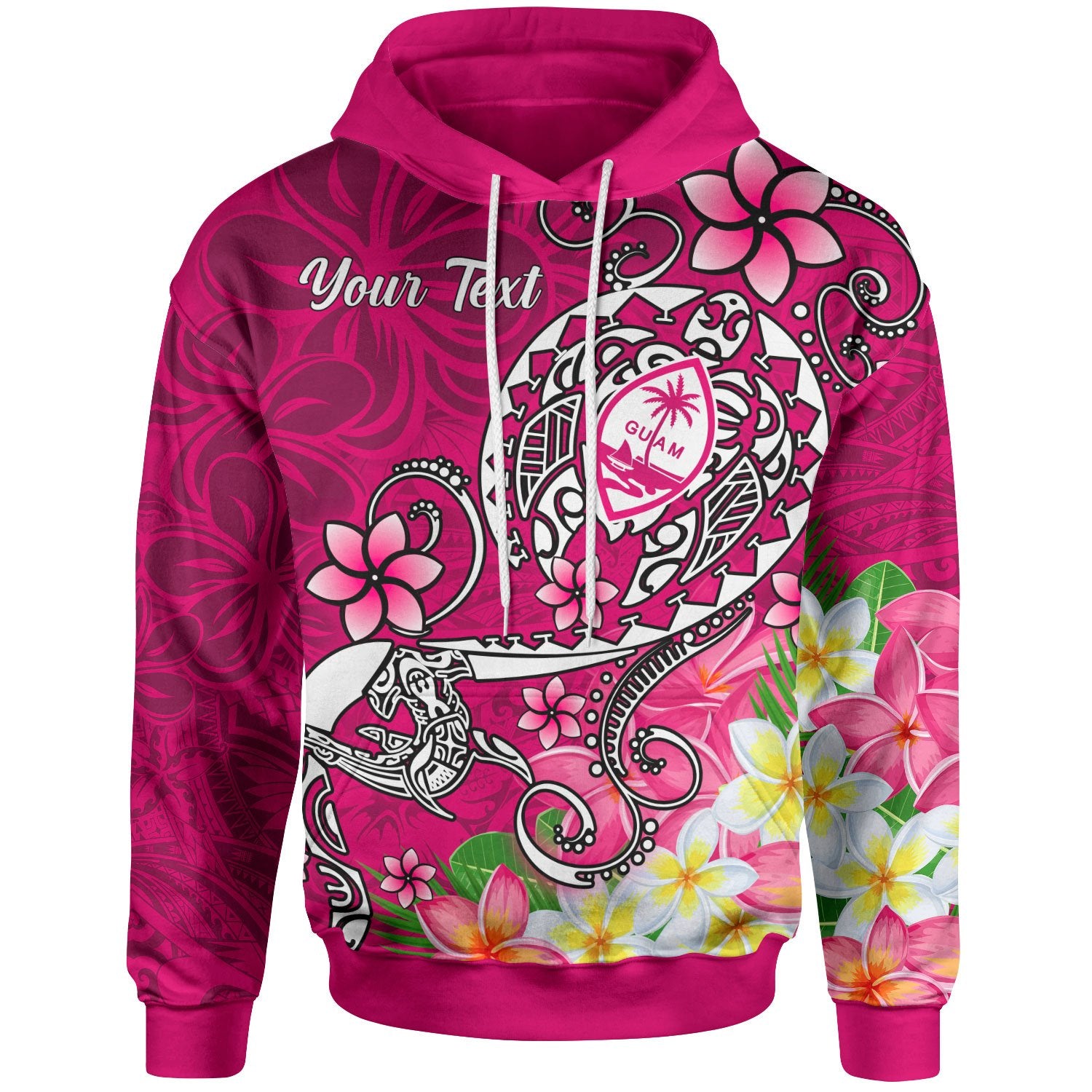 Guam Custom Hoodie Turtle Plumeria (Pink) Unisex Pink - Polynesian Pride