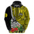 Custom New Caledonia Polynesian Coat of Arms Mix Tropical Flowers Hoodie LT14 Zip Hoodie Yellow - Polynesian Pride