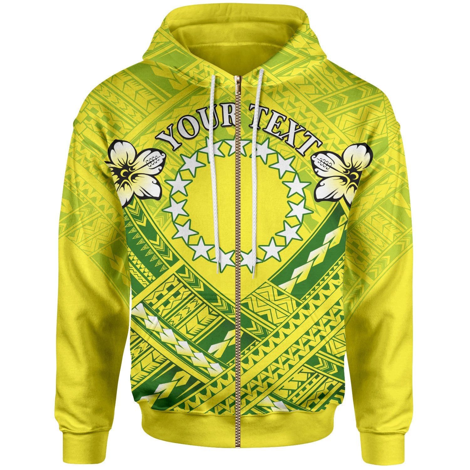 Cook Islands Custom Zip up Hoodie Cook Islands Flag Camisole Hibiscus Style Unisex Blue - Polynesian Pride