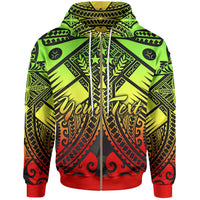 Kosrae Custom Zip up Hoodie Reggae Seal with Polynesian Tattoo Unisex Reggae - Polynesian Pride