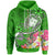 Fiji Zip up Hoodie Turtle Plumeria (Green) Unisex Green - Polynesian Pride