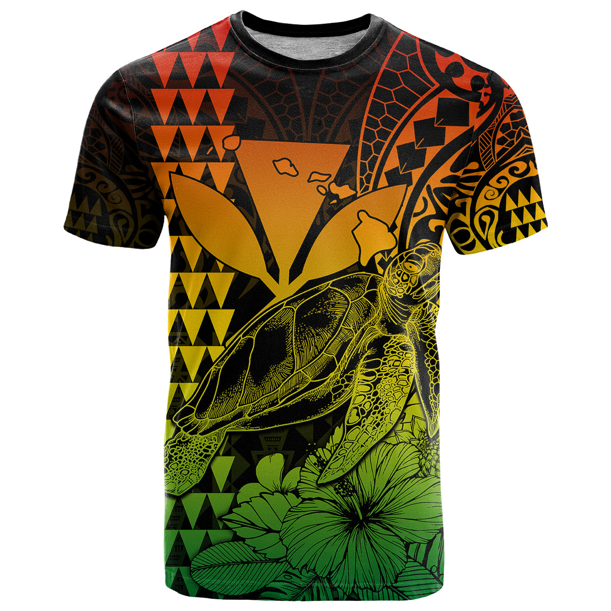 Kakau Polynesian Tribal Hawaiian Turtle with Kanaka Maoli Reggae T Shirt LT9 Reggae - Polynesian Pride