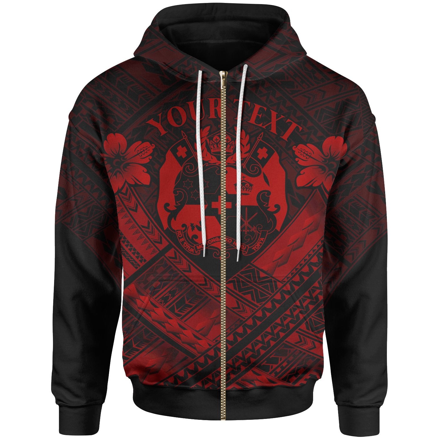 Tonga Custom Polynesian Zip up Hoodie Tonga Red Seal Camisole Hibiscus Style Unisex Blue - Polynesian Pride