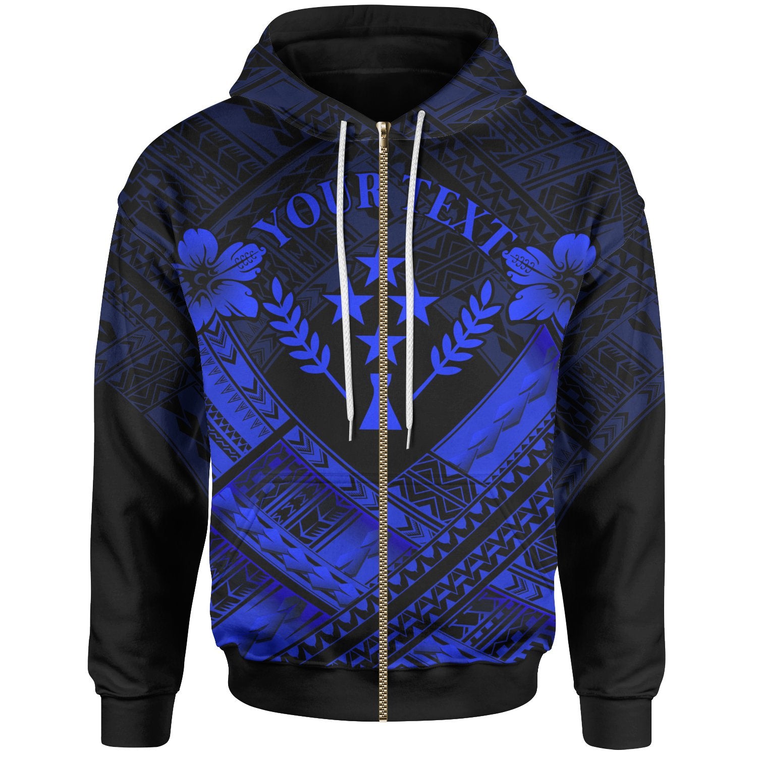 Kosrae Polynesian Custom Zip up Hoodie Kosrae Blue Camisole Hibiscus Style Unisex Blue - Polynesian Pride