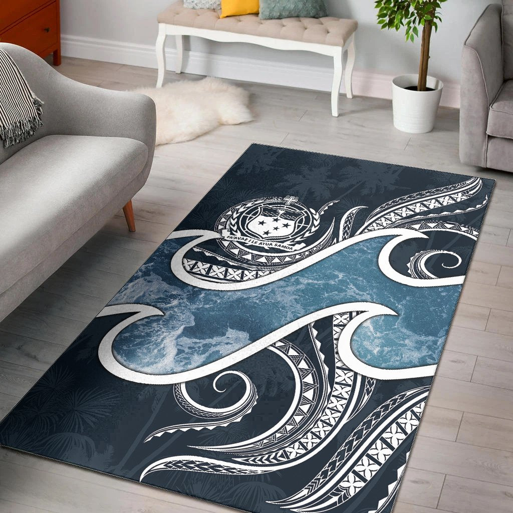 Samoa Polynesian Area Rug - Ocean Style Black - Polynesian Pride