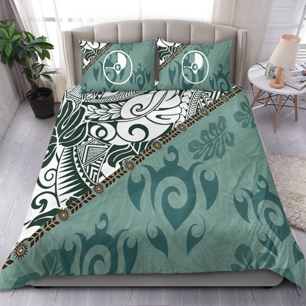 Yap Bedding Set - Leaves And Turtles Green - Polynesian Pride