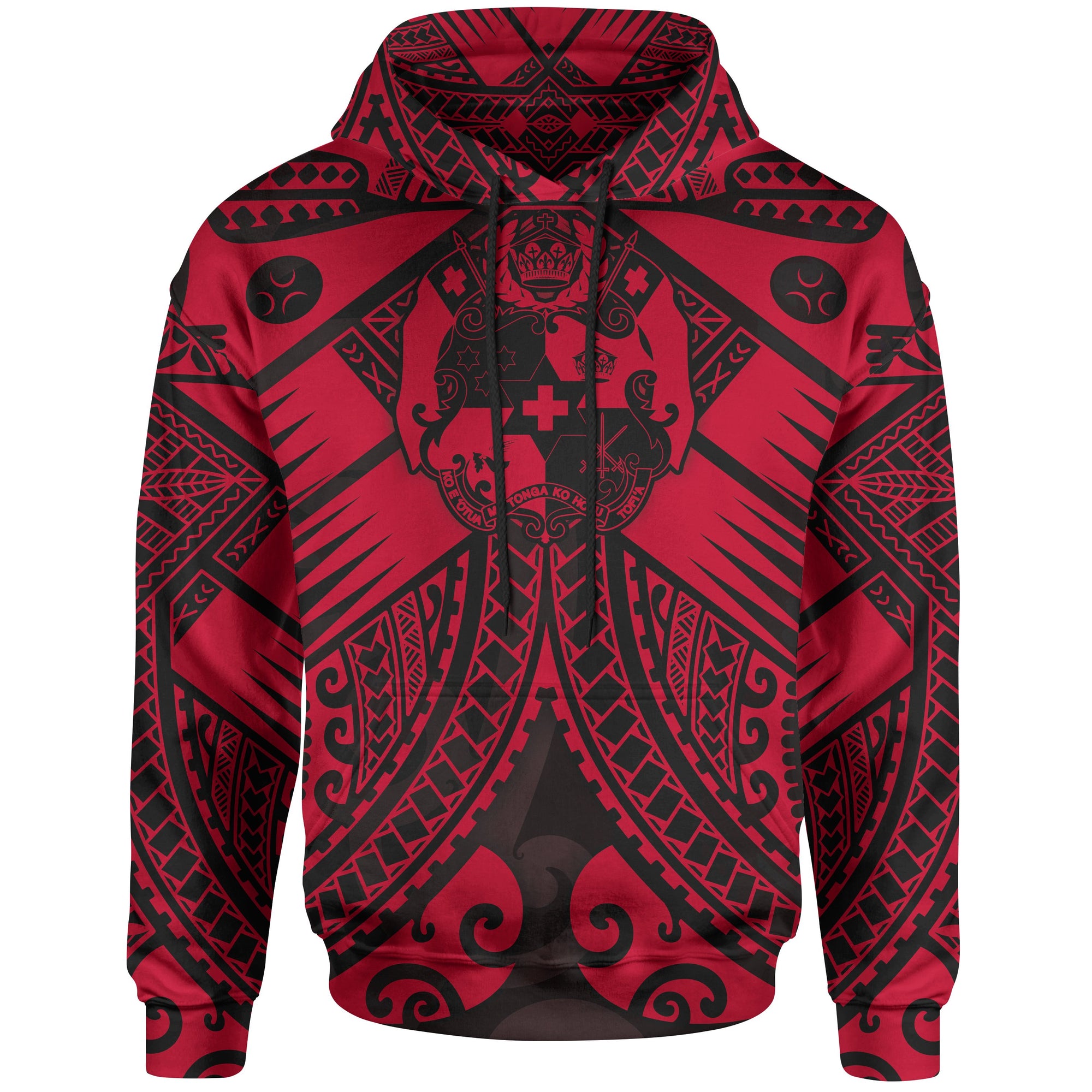 Tonga Polynesian Hoodie Tonga Red Seal with Polynesian tattoo Unisex Red - Polynesian Pride